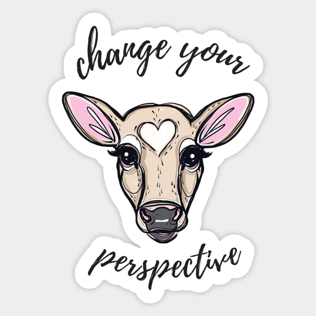 Change Your Perspective Tan Baby Cow Sticker by IllustratedActivist